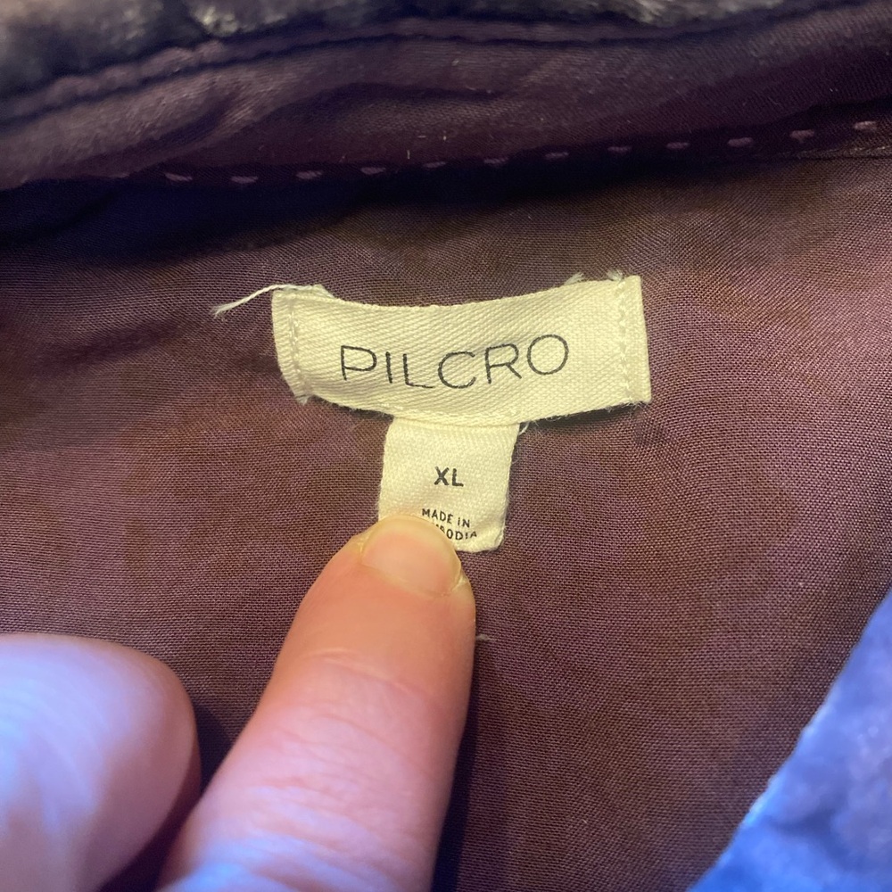 Anthropologie Pilcro Crushed Velvet Hadley Button-Up Shirt - Picture 6 of 8